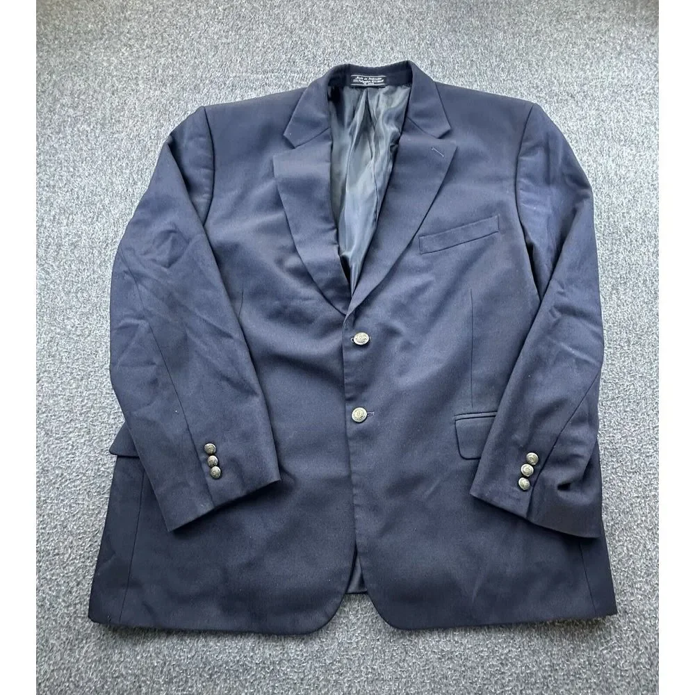 Vintage Meeting Street Blazer Mens‎ 46S Blue Wool Pockets Suit Jacket Sport Coat